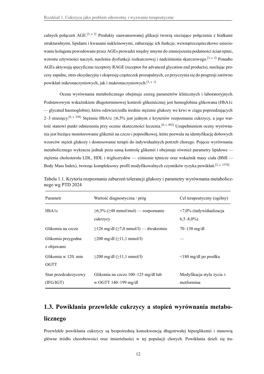 Tabele z podpisami i odwołaniami w tekście — Wpływ edukacji pielęgniarskiej na wyrównanie metaboliczne cukrzycy