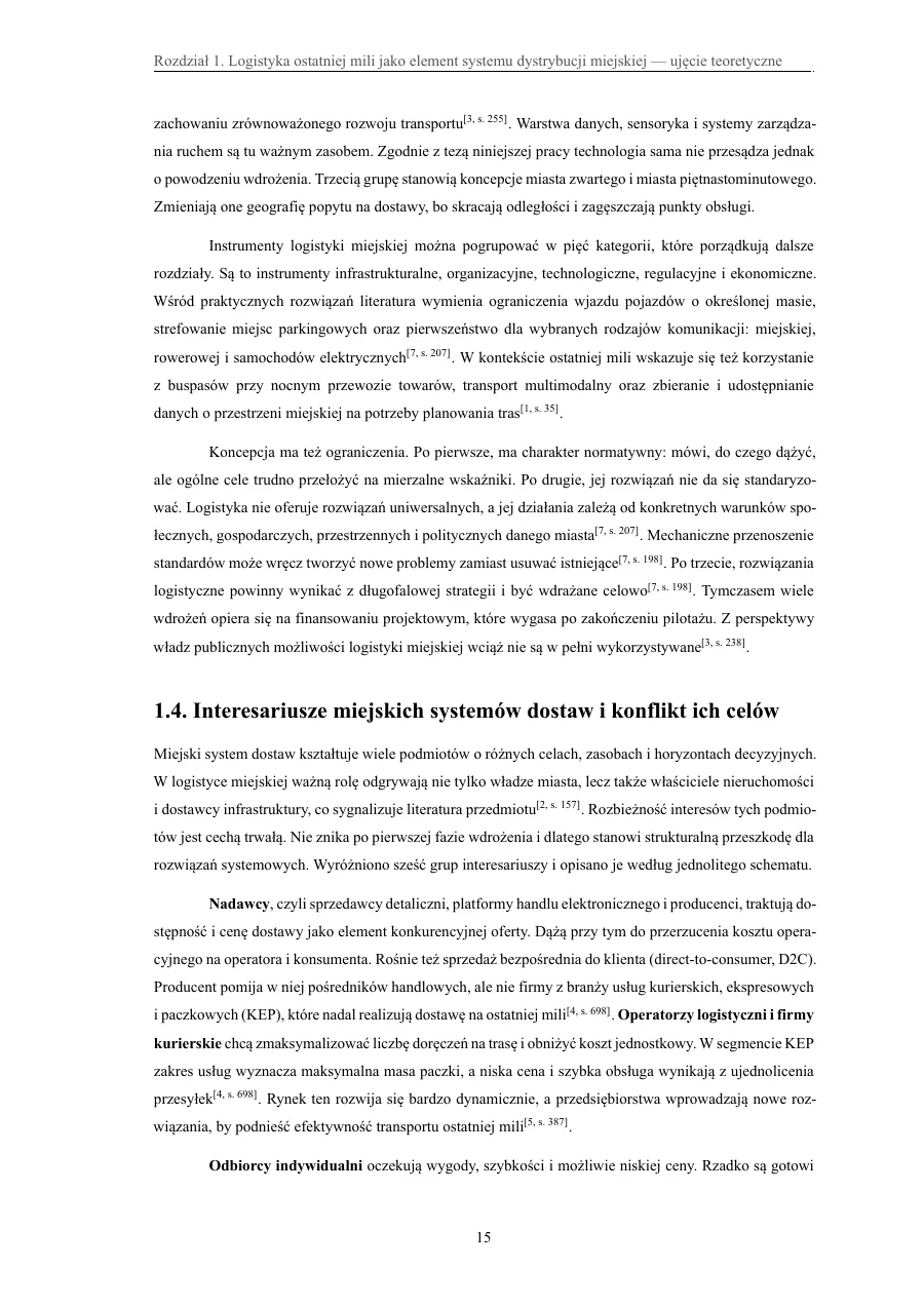 Przypisy z numerem strony źródła — Logistyka ostatniej mili w dostawach miejskich — wyzwania i rozwiązania