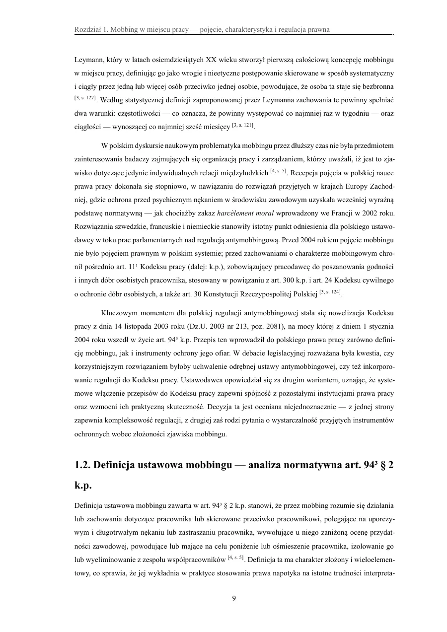 Przypisy z numerem strony źródła — Mobbing w miejscu pracy — definicja ustawowa, przesłanki odpowiedzialności pracodawcy i środki ochrony prawnej