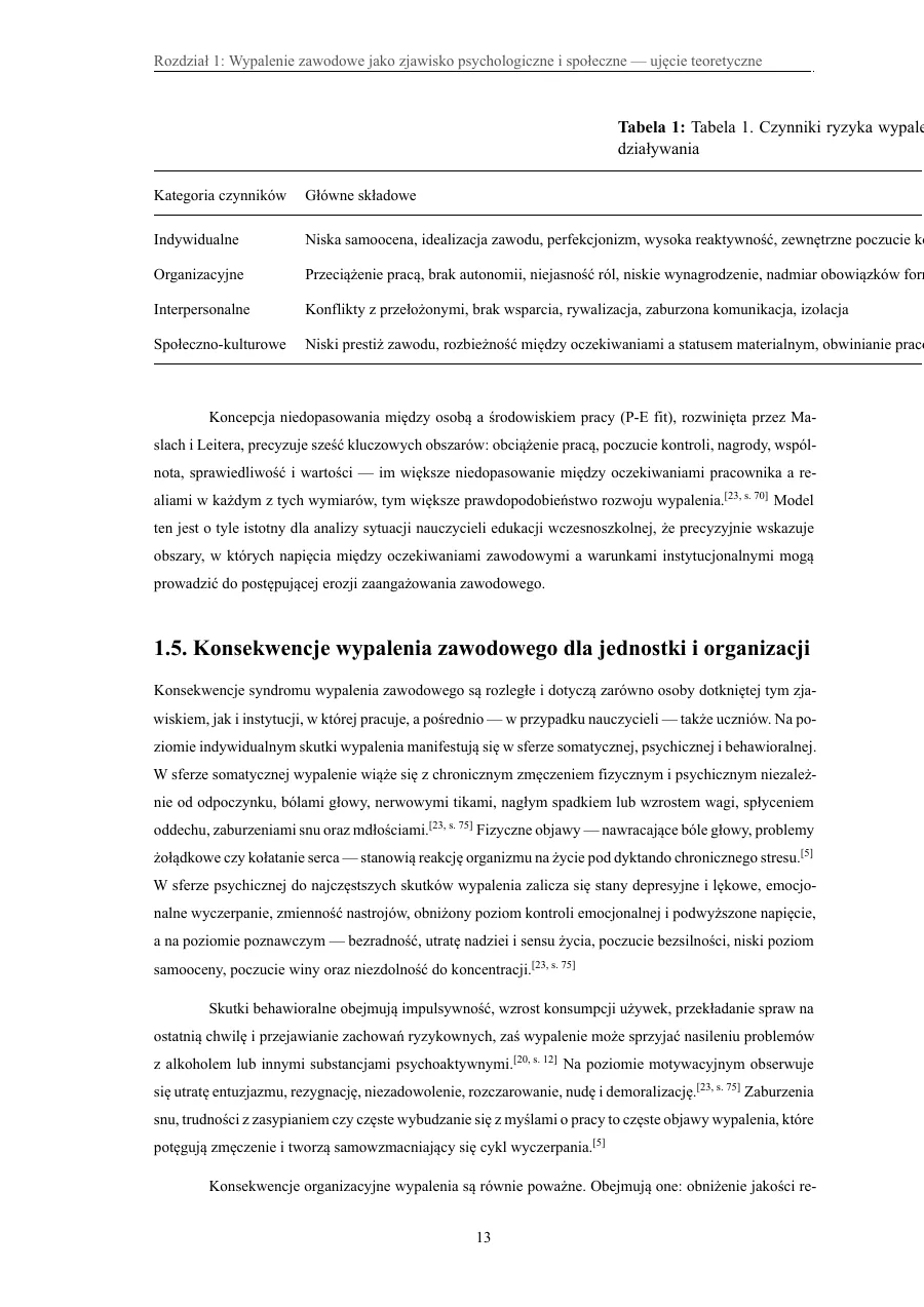 Tabele z podpisami i odwołaniami w tekście — Wypalenie zawodowe nauczycieli edukacji wczesnoszkolnej po okresie nauczania zdalnego