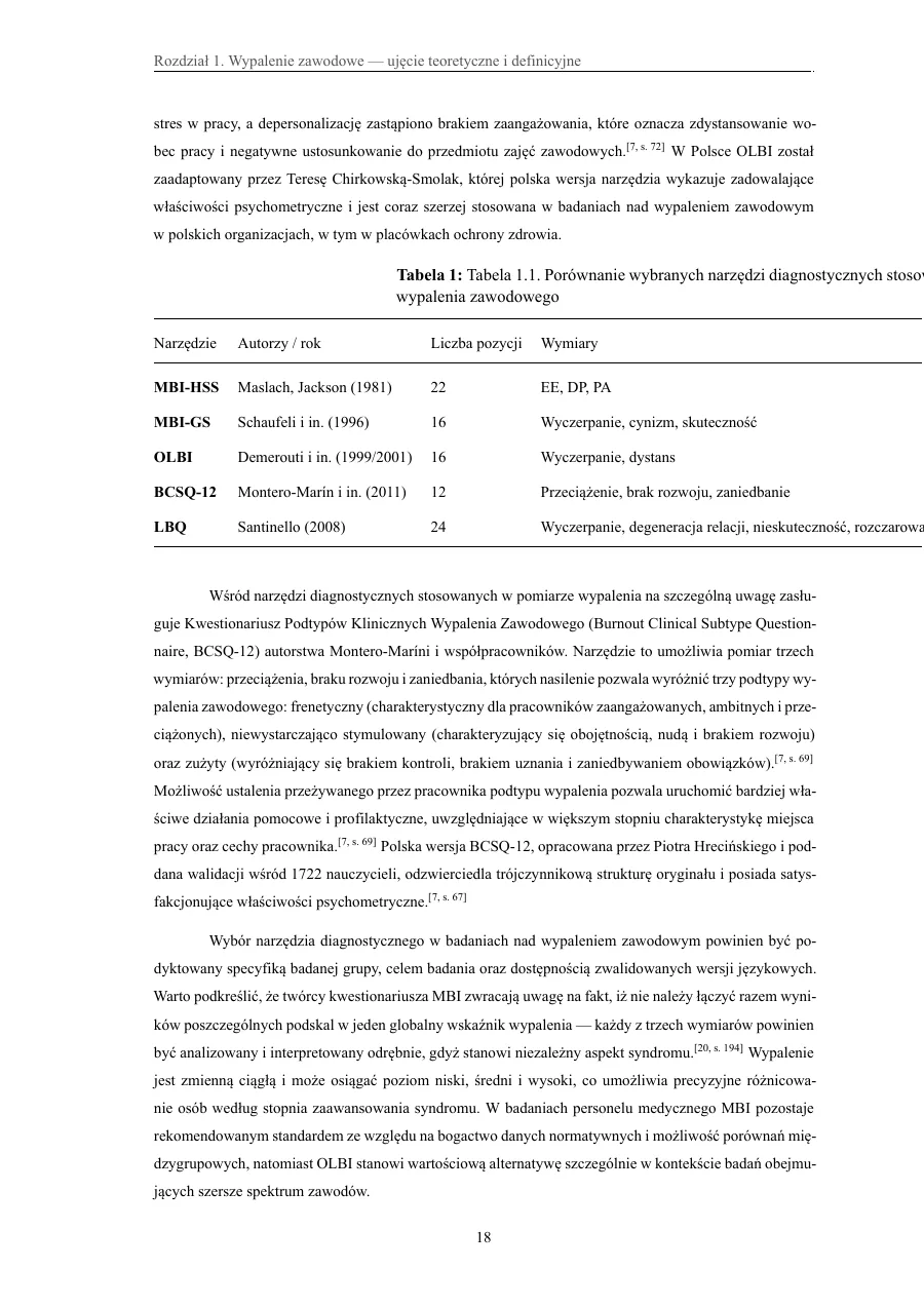 Tabele z podpisami i odwołaniami w tekście — Wypalenie zawodowe pielęgniarek anestezjologicznych i intensywnej opieki